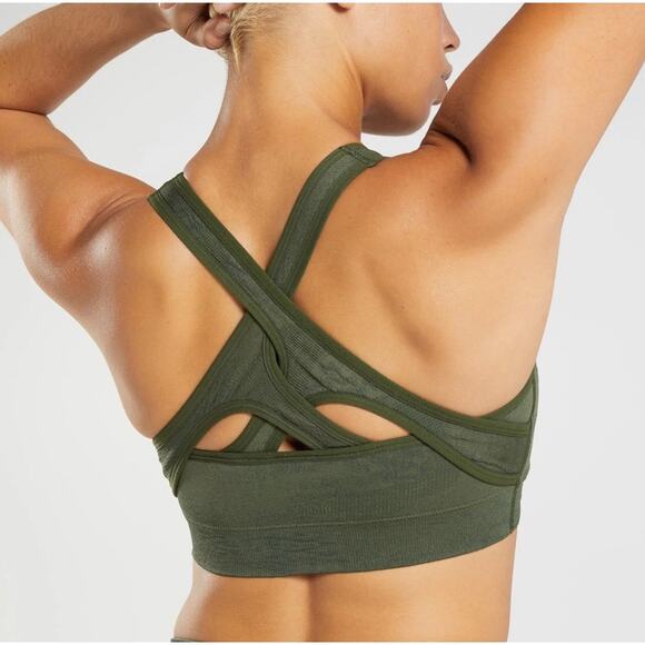 Gymshark Adapt Camo Seamless Sports Bra Green Size Small - Picture 2 of 6